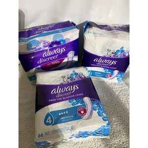 Always Discreet Moderate Incontinence Pads Size 4 66 Ct 3 Pack Bulk Bladder Leak